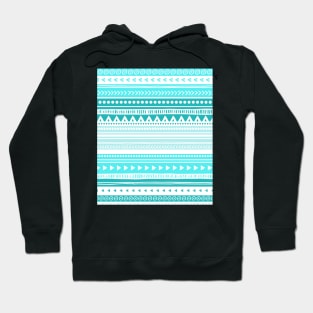 Blue Aqua Teal White tribal pattern Hoodie